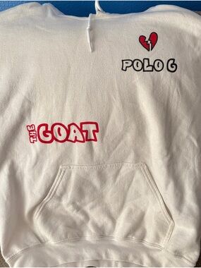 Vibrant, Polo G hoodie with multi design screen print.